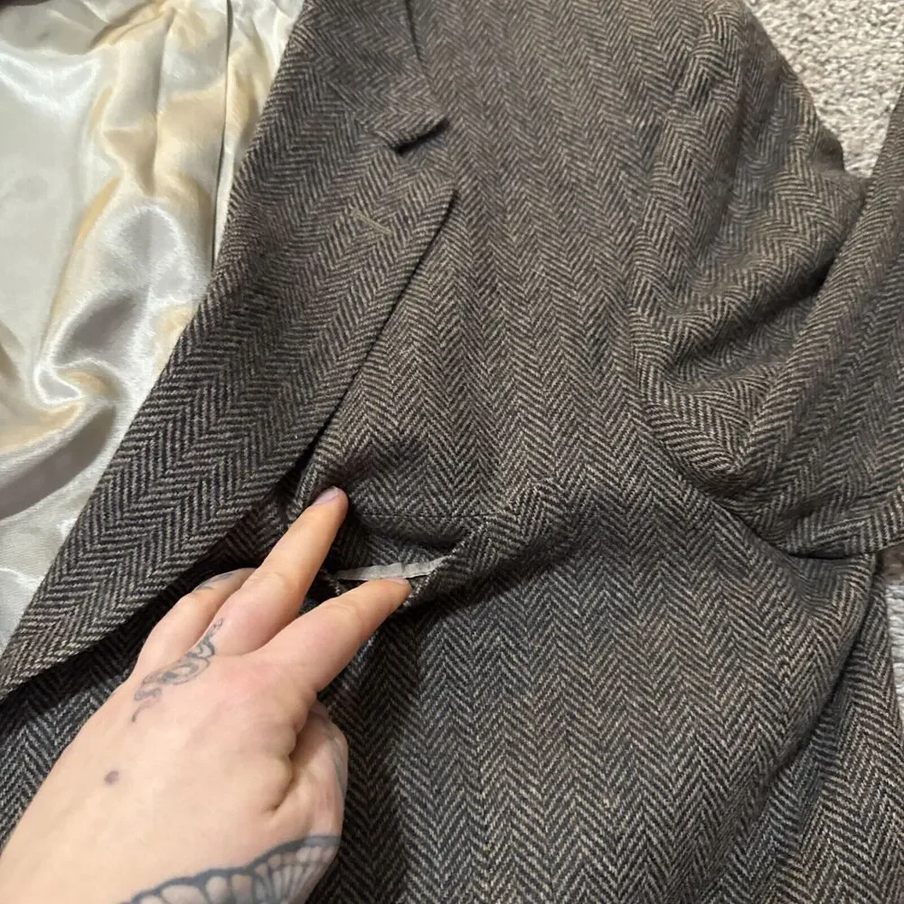 Oscar de la Renta Men's Brown Sport Coat 46R Blazer Jacket Merino Wool Lambswool